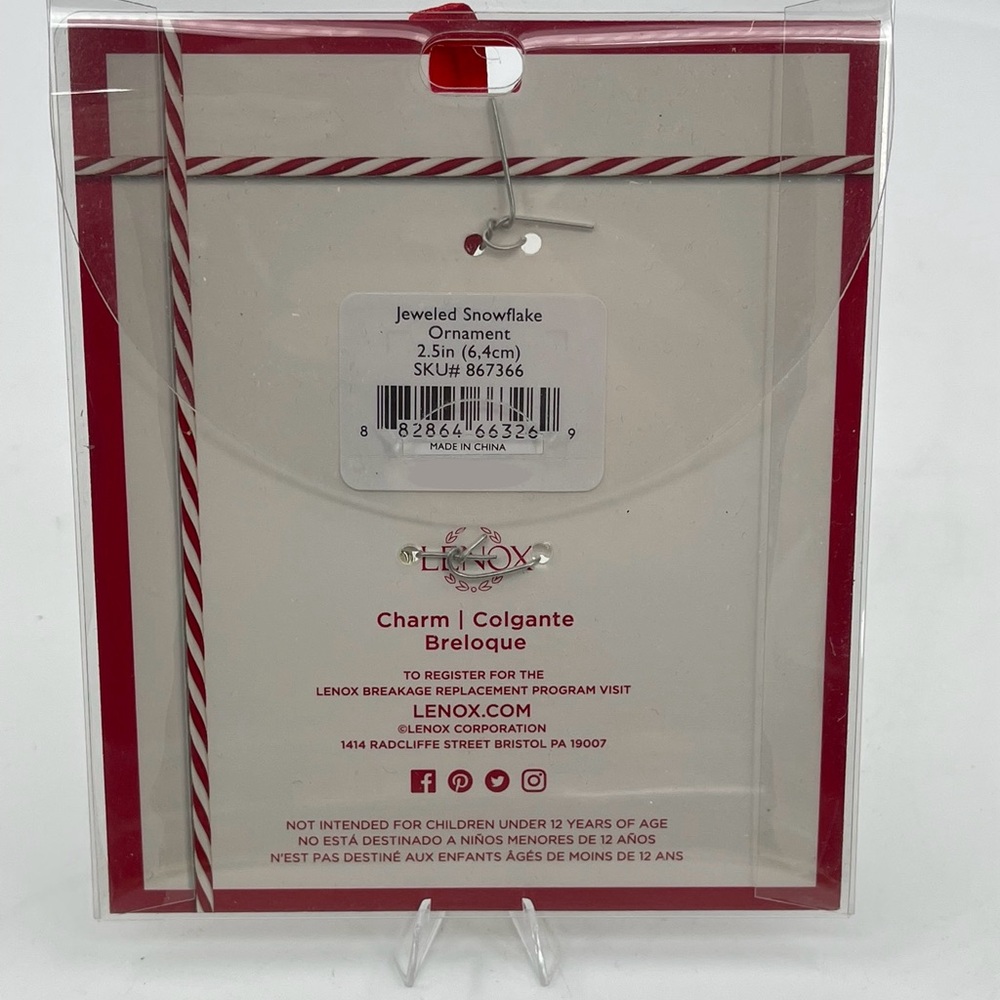 Lenox Silver Plated & Jeweled Snowflake Christmas‎ Tree  Charm Ornament NEW NIP - Picture 4 of 4